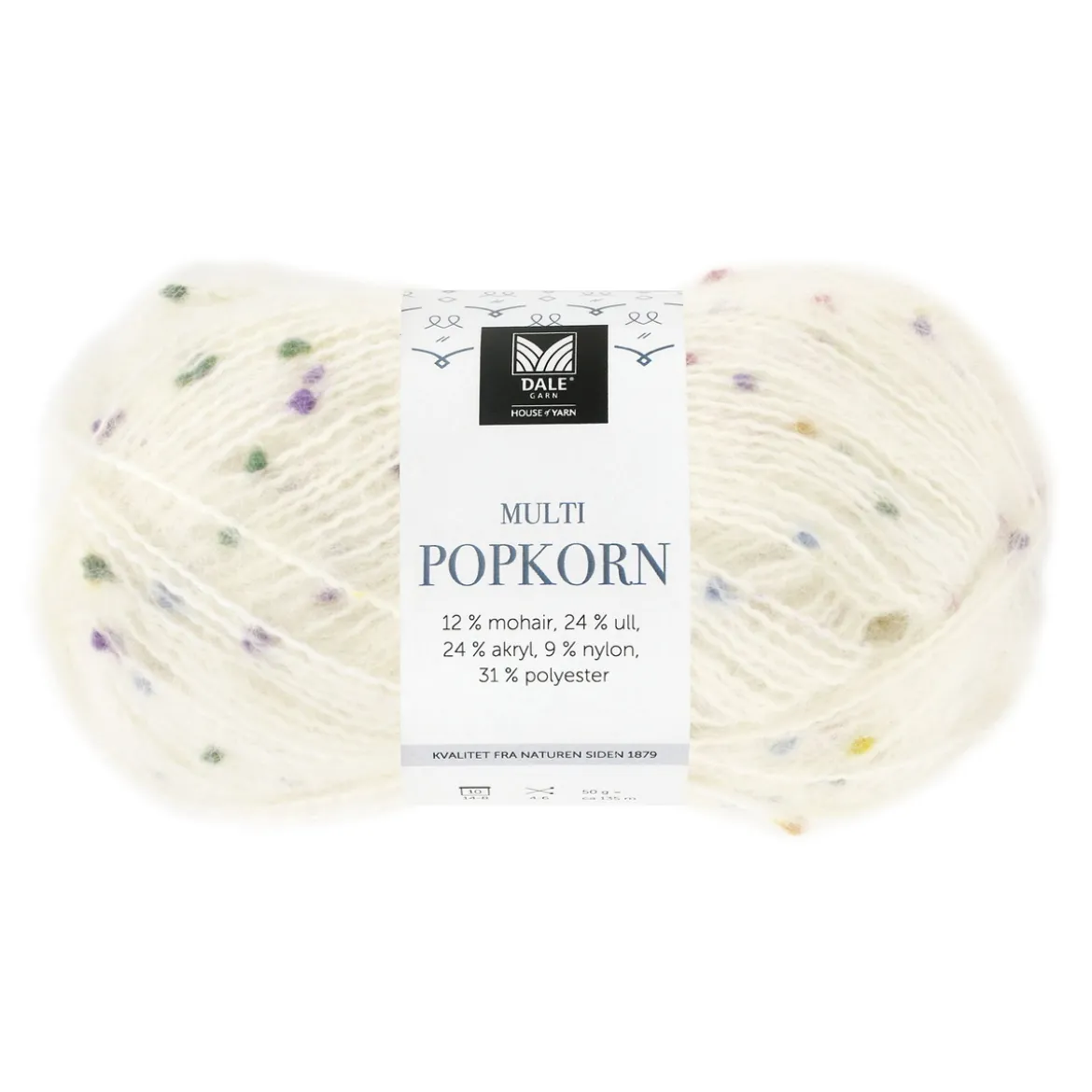 Dale Multi Popkorn från House of Yarn, 50 g vit – mångsidigt effektgarn