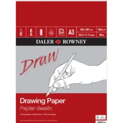 Daler-Rowney Drawing Paper ritblock A3 (297×420 mm), 50 ark, 160 g/m²