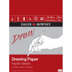 Daler-Rowney Drawing Paper ritblock A2 (420×594 mm), 50 ark, 160 g/m²