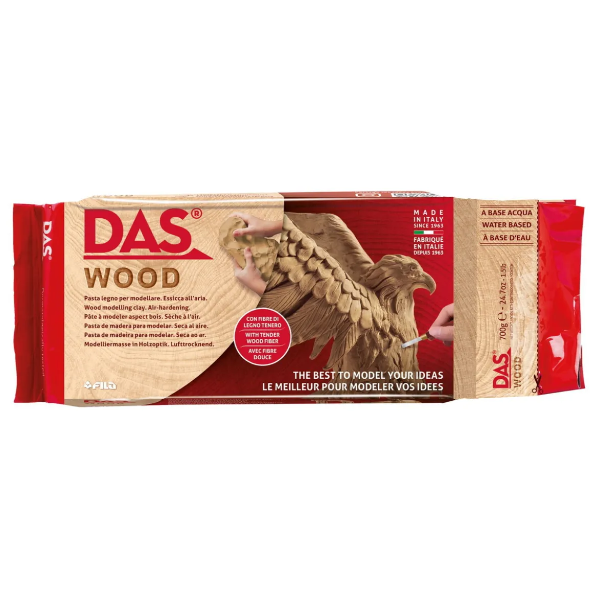 DAS Wood 700 g – lufttorkande modellera som blir träliknande efter härdning