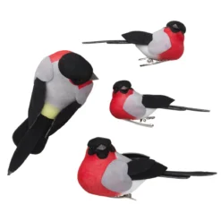Dekorationsfåglar domherre 4-pack 10×4,2×4cm och 7,5×3×2,8cm