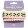 Dekorband med rosa & gula pompoms 1 m långt, 30 mm brett