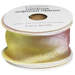 Dekorband organzaband rainbow 5 m långt, 38 mm brett