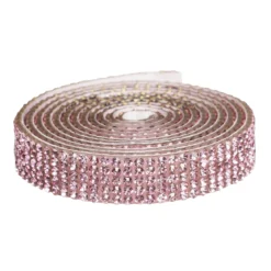 Dekorband självhäftande med strasstenar 1 meter×10 mm rosa