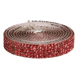 Dekorband självhäftande med strasstenar 1 meter×10 mm röd
