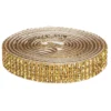 Dekorband självhäftande med strasstenar 1 meter×10 mm guld