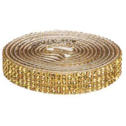 Dekorband självhäftande med strasstenar 1 meter×10 mm guld