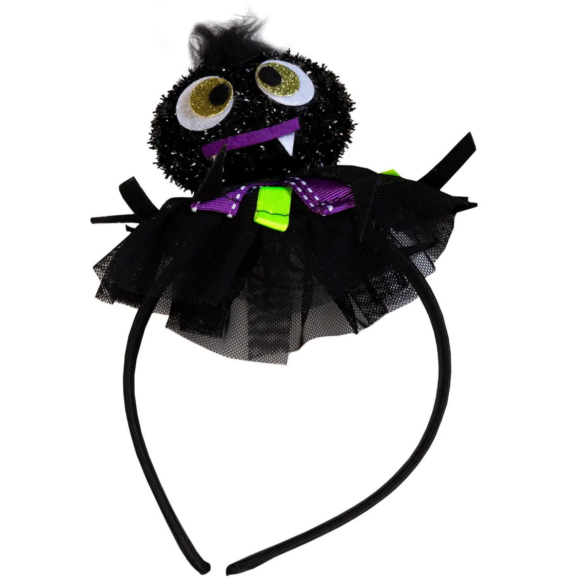 Diadem till halloween med glittrande spindel – barnstorlek