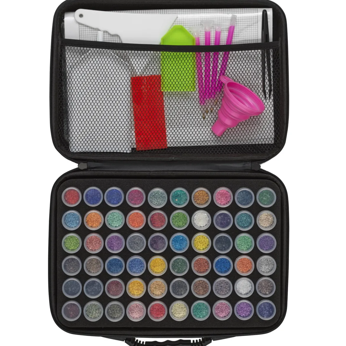 Diamond painting – kit med 60 burkar diamanter i olika färger, verktyg och duk