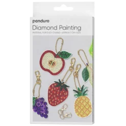 Diamond Painting 5-pack söta nyckelringar i form av frukter, Ø5–7 cm