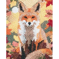 Diamond Painting räv, 12×16 cm väv + pärlor, silikon & pincett