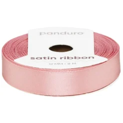 Dimrosa satinband – 12 mm brett och 8 meter långt