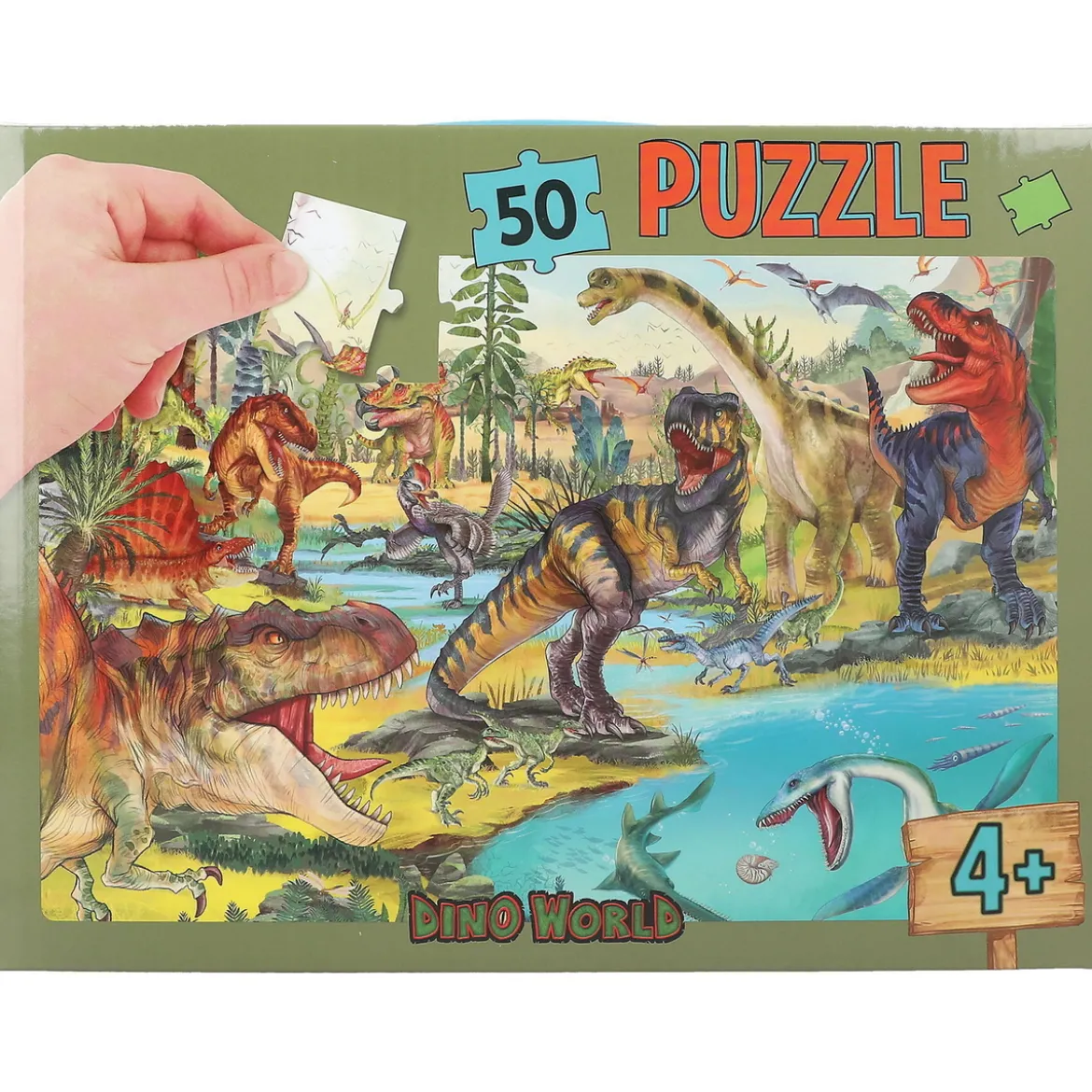 Dino World pussel, fullt med dinosaurier! 50 stora bitar, 58×40 cm