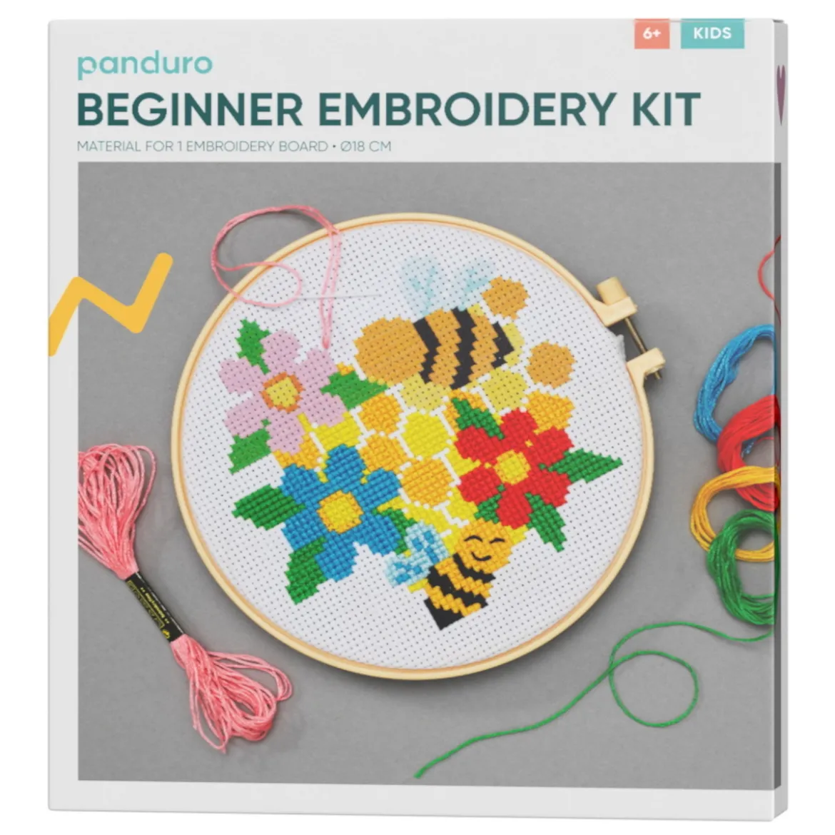 DIY-kit broderi blommor för barn och nybörjare – syring, tråd, motiv och tillbehör
