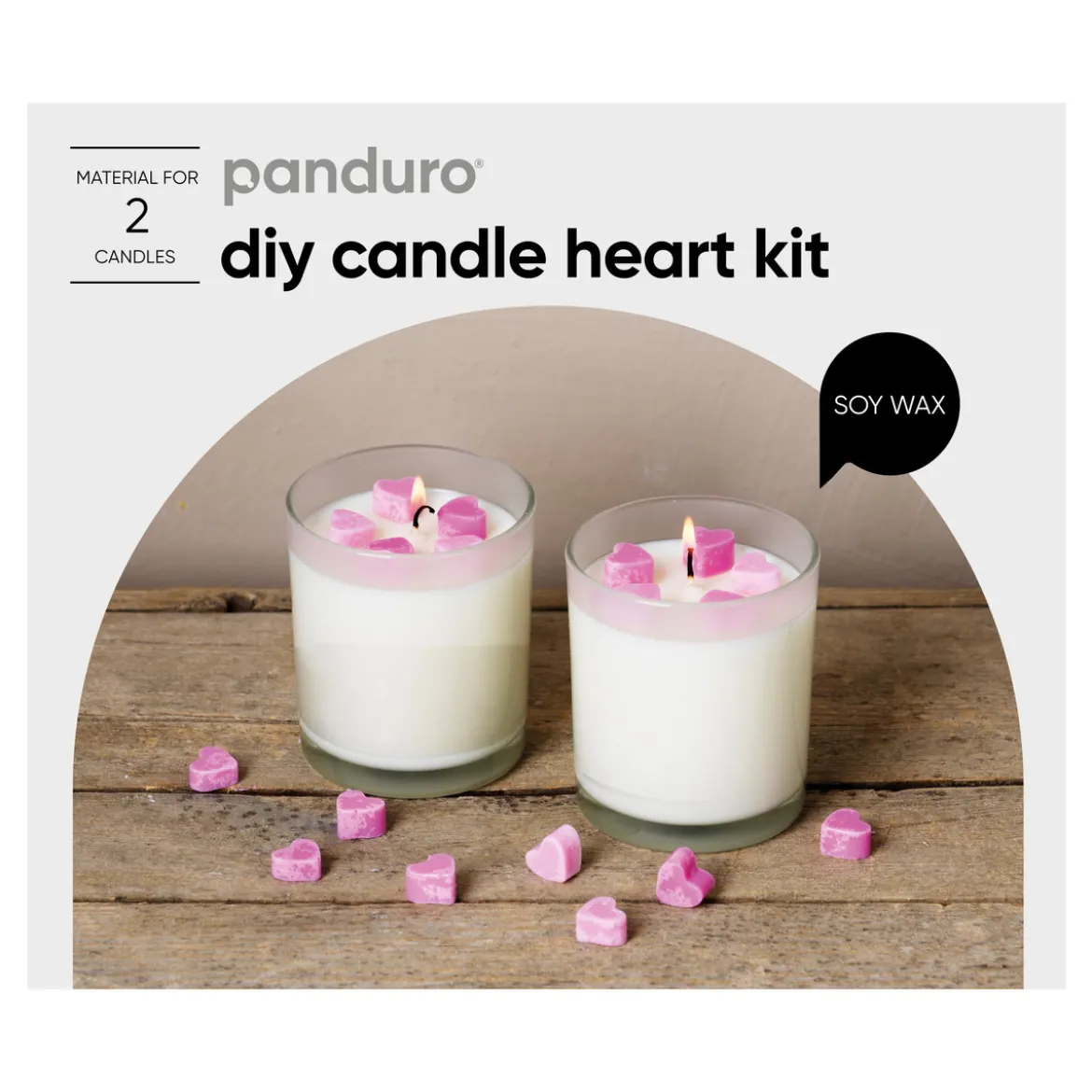 Diy-kit candle heart – gjut 2 vackra ljus av sojavax med små hjärtan