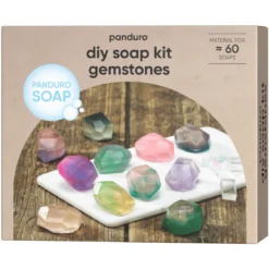 DIY-kit gör din egna ädelstensliknande tvålar i roliga färger med guldglitter
