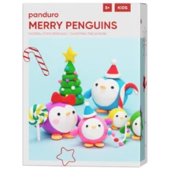 DIY-kit Merry Penguins, julpyssla 5 söta pingviner & 1 julgran av lera!