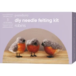 DIY-kit nålfiltade ullfåglar – får 3 söta rödhakar flytta in hos dig?