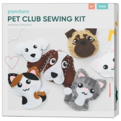 DIY-kit Pet Club – sy 6 st. kawaii katter och söta hundar av filt!
