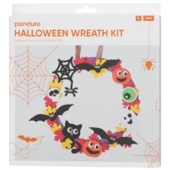 DIY-kit pyssla en fin halloweenkrans av funky foam & rörliga ögon! Ø30 cm
