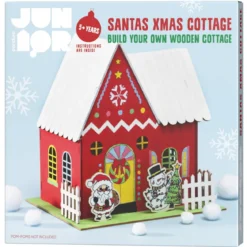 DIY-Kit Santas Xmas Cottage – bygg, måla och dekorera tomtens fina stuga, 16×11×20 cm
