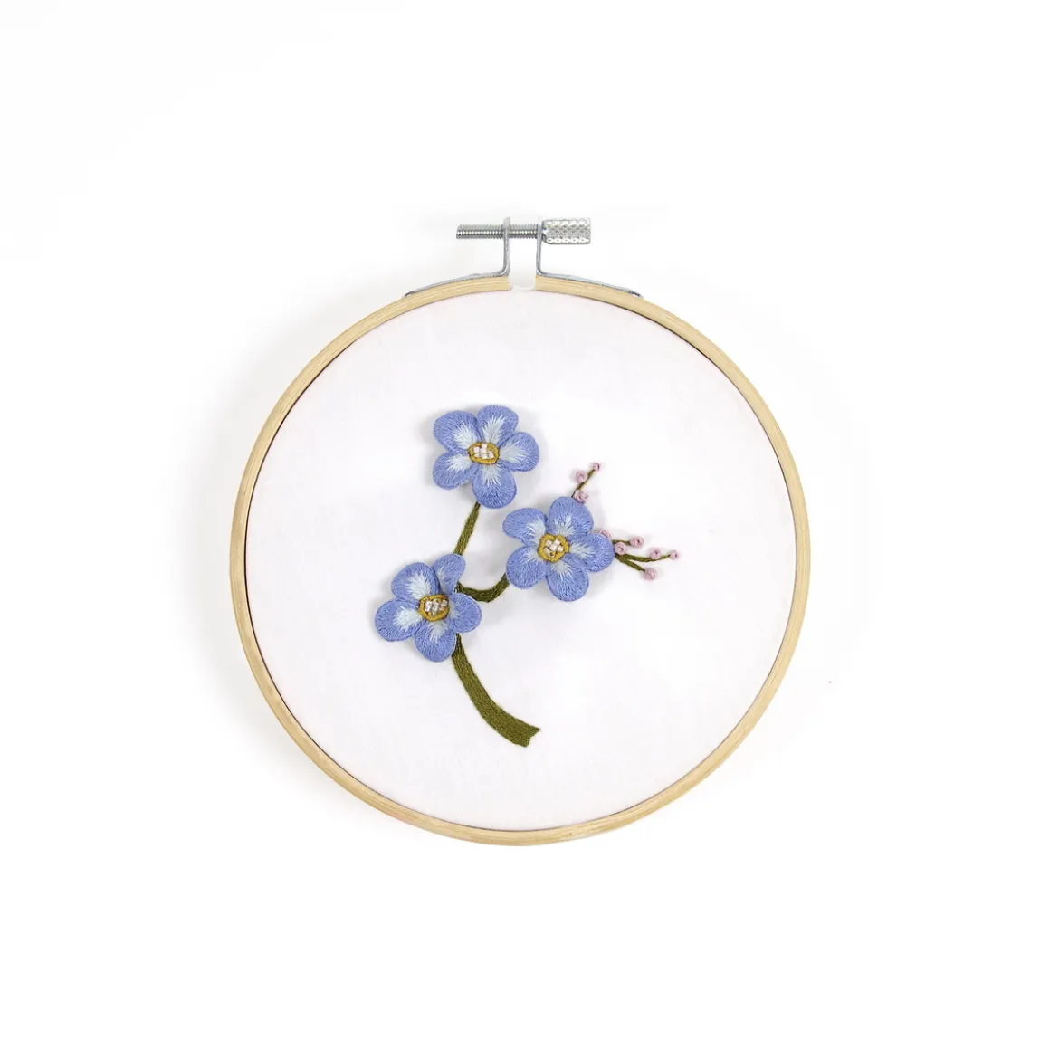 DMC Broderikit Forget Me Not – allt för att brodera en förgätmigej med 3D-effekt, Ø12,5 cm