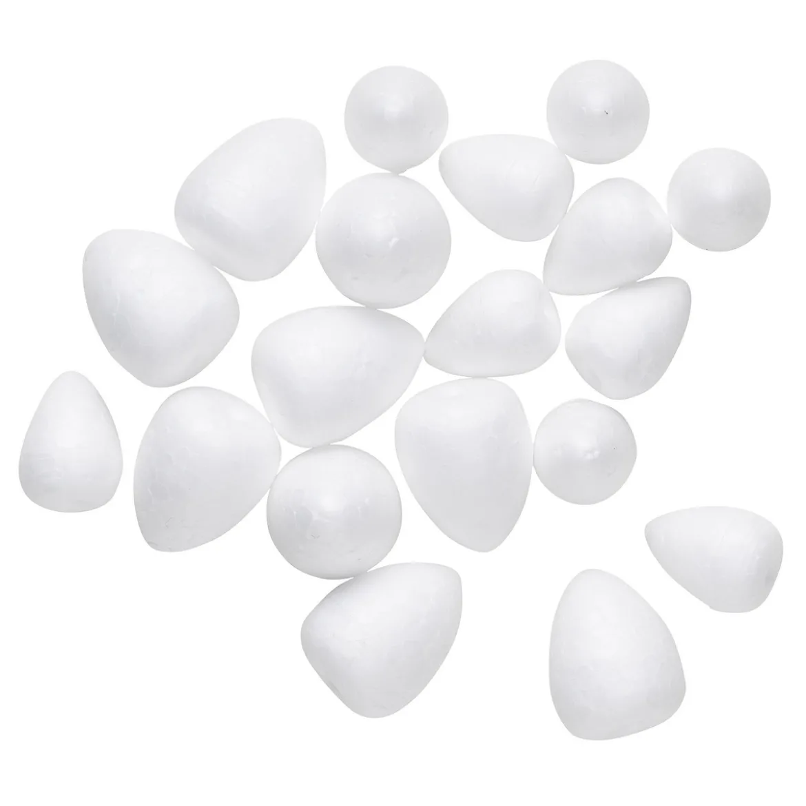 20 droppformade blomsterknoppar av styrolit i 2 olika storlekar, 1,5×2,0 / 2,0×2,5 cm