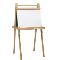 Dubbelsidigt staffli, rittavla med whiteboard & griffeltavla, höjd 119–136 cm