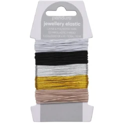 Elastisk smyckestråd Ø0,5 mm soft mix – 5×4 meter tråd, varav 2 med metallicfärg