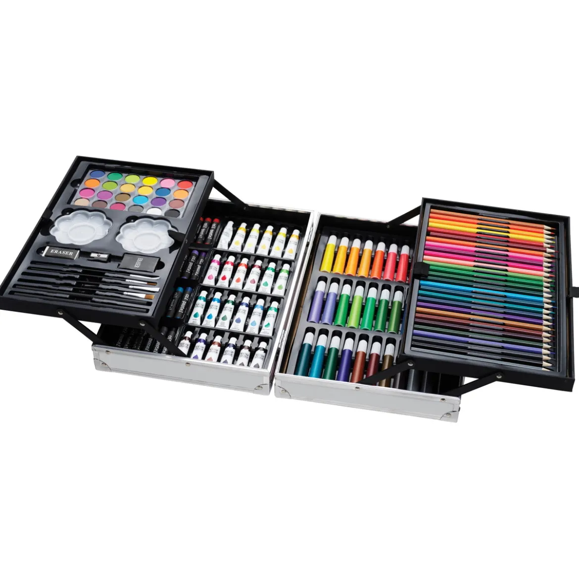 En magnifik målarväska med markers, färgpennor, pastellkritor och vattenfärger!