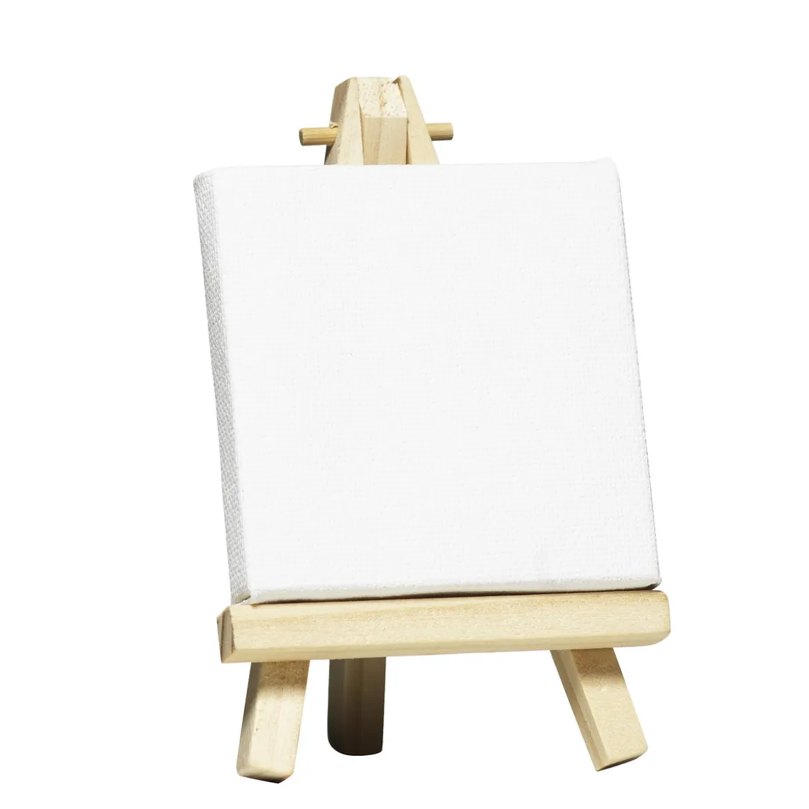 Ett mini-staffli av trä med en 7×7 cm stor målarduk!