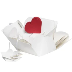 Explosion box vit, 12×12×12 cm – fylld med fack och pappershobby