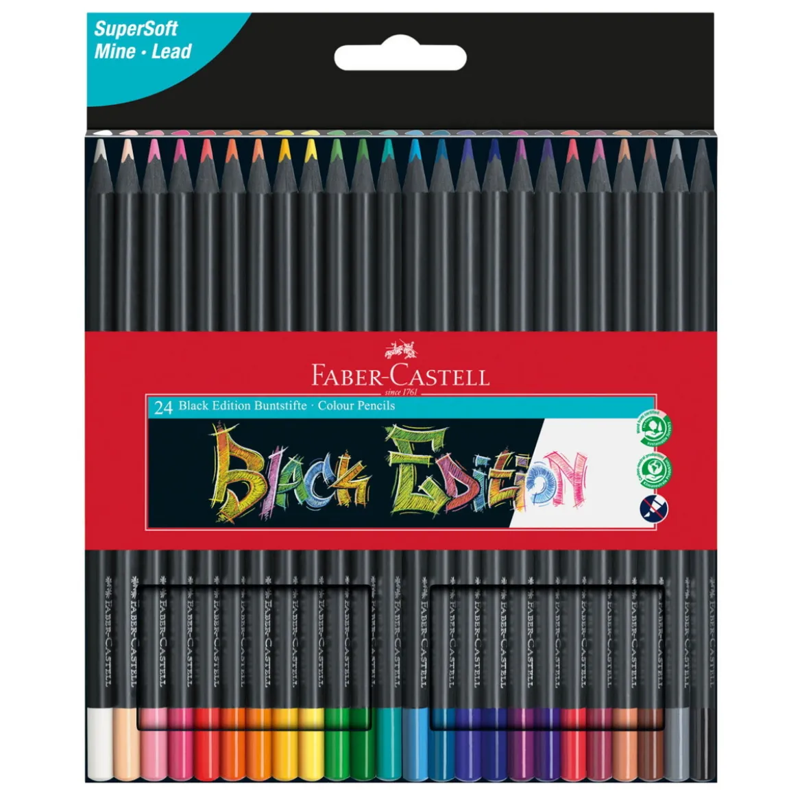 Faber-Castell Black Edition vaxbaserade färgpennor 24-pack