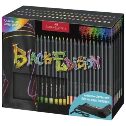 Faber-Castell Black Edition vaxbaserade färgpennor 72-pack + hoprullbart pennfodral
