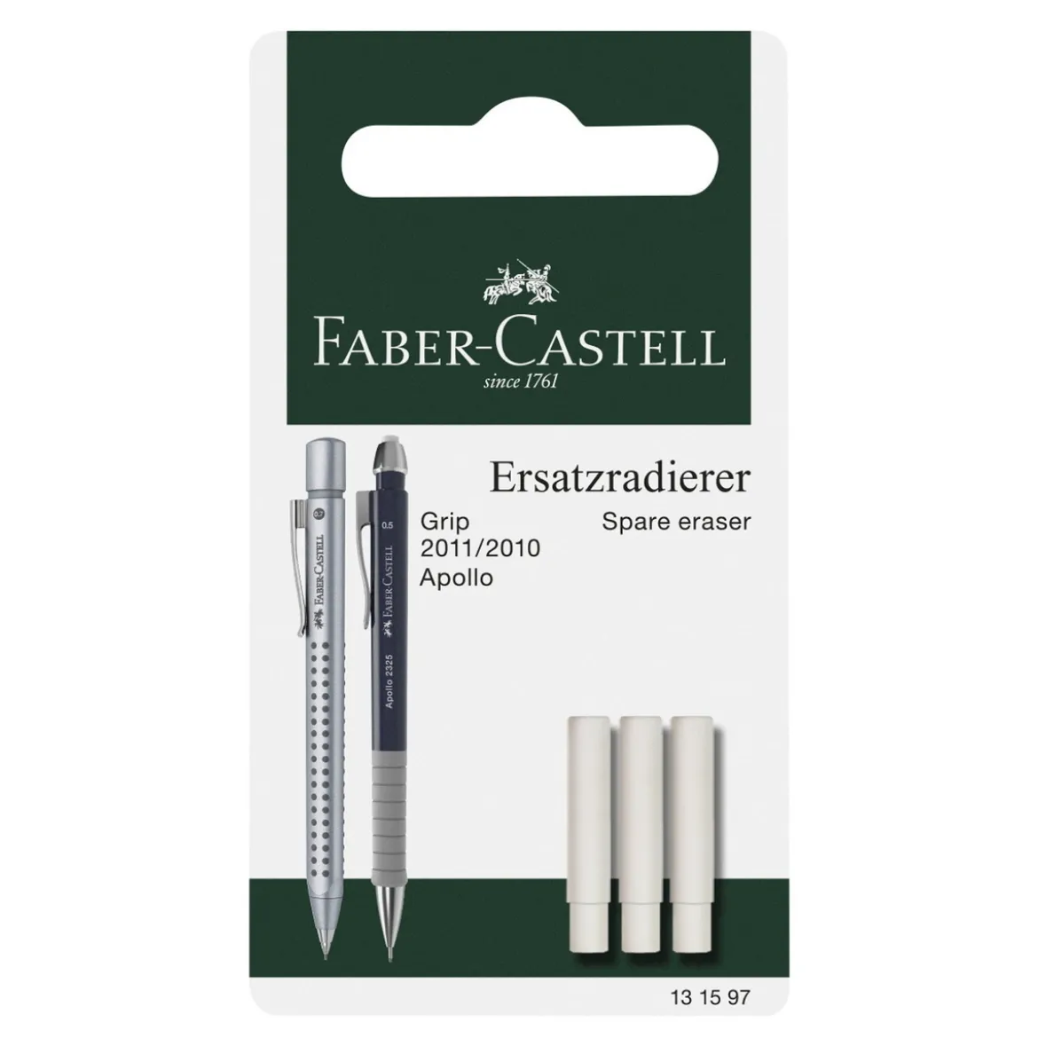 Faber-Castell 3-pack suddgummi radergummi refill till Grip 2010 / 2011 / Apollo