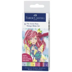 Faber-Castell PITT artist pens Manga Shôjo set – 6 st. pennor med penselspets