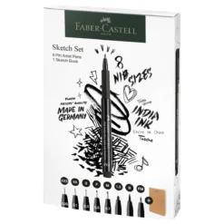 Faber-Castell Pitt Artist Pen Sketch Set, 8 tuschpennor & 1 skissblock