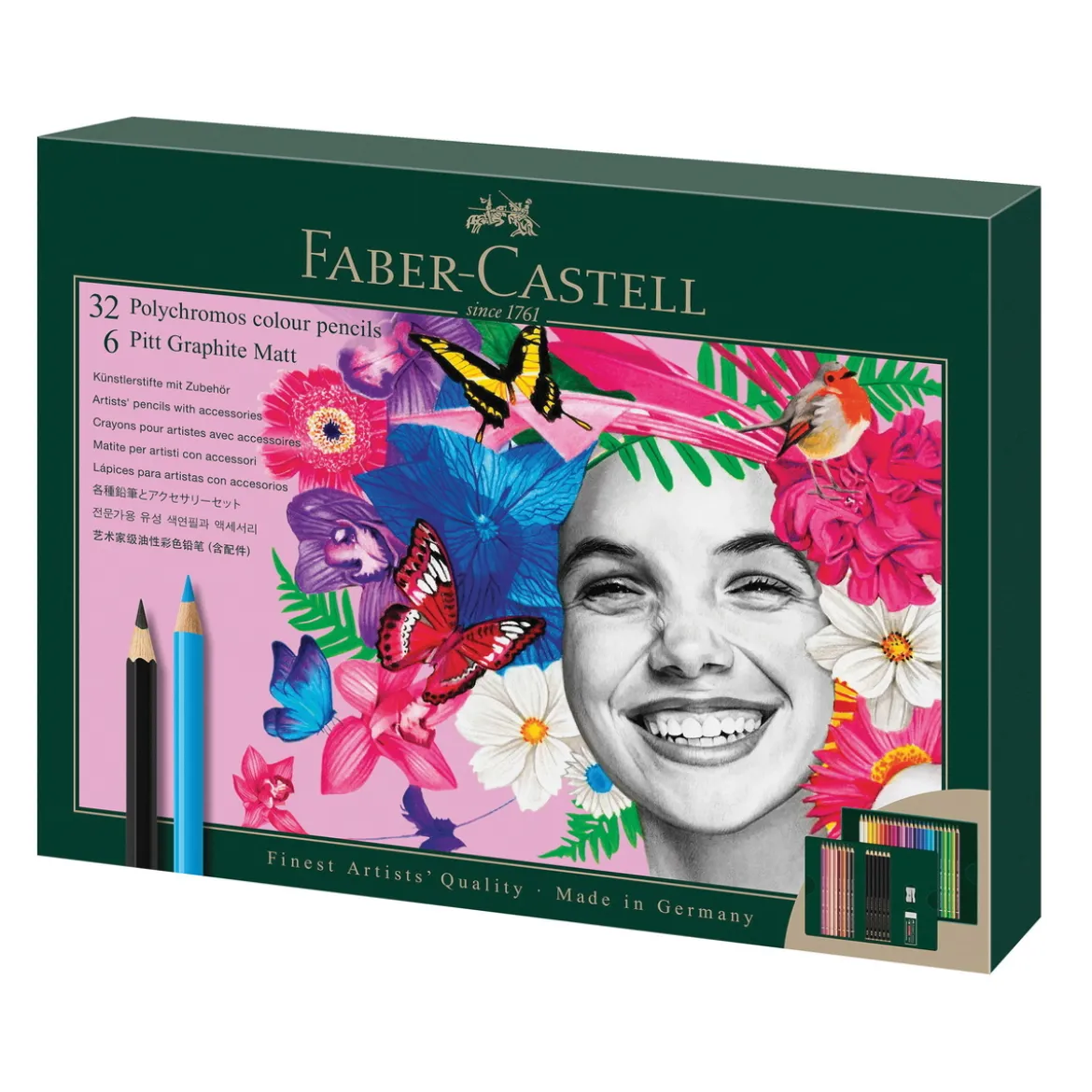 Faber-Castell Polychromos & Pitt Graphite Set, 32 färgpennor + 6 grafitpennor