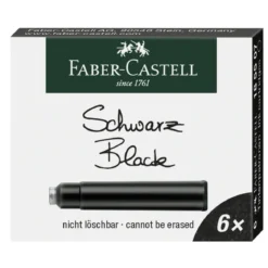 Faber-Castell refill till reservoarpennor, 6-pack, svart bläck