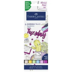Faber-Castell Sketch Marker Kawaii, 6 tuschpennor med dubbelspets