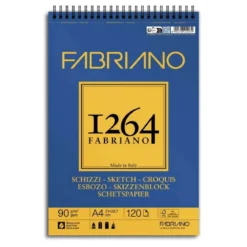 Fabriano spiralbundet skissblock F-1264 A4 (210×297 mm), 120 ark, 90 g/m²