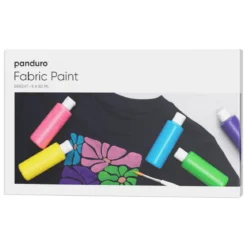 Fabric paint 5×80 ml Bright – 5 textilfärger i ljusa färger för både ljust och mörkt tyg