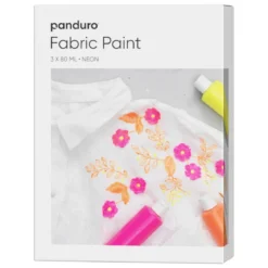 Fabric paint 3×80 ml – 3 neonfärgade textilfärger med UV-effekt för både ljust och mörkt tyg