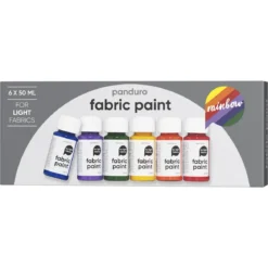 Fabric Paint Rainbow set 6×50 ml, textilfärger i basfärger för ljust tyg