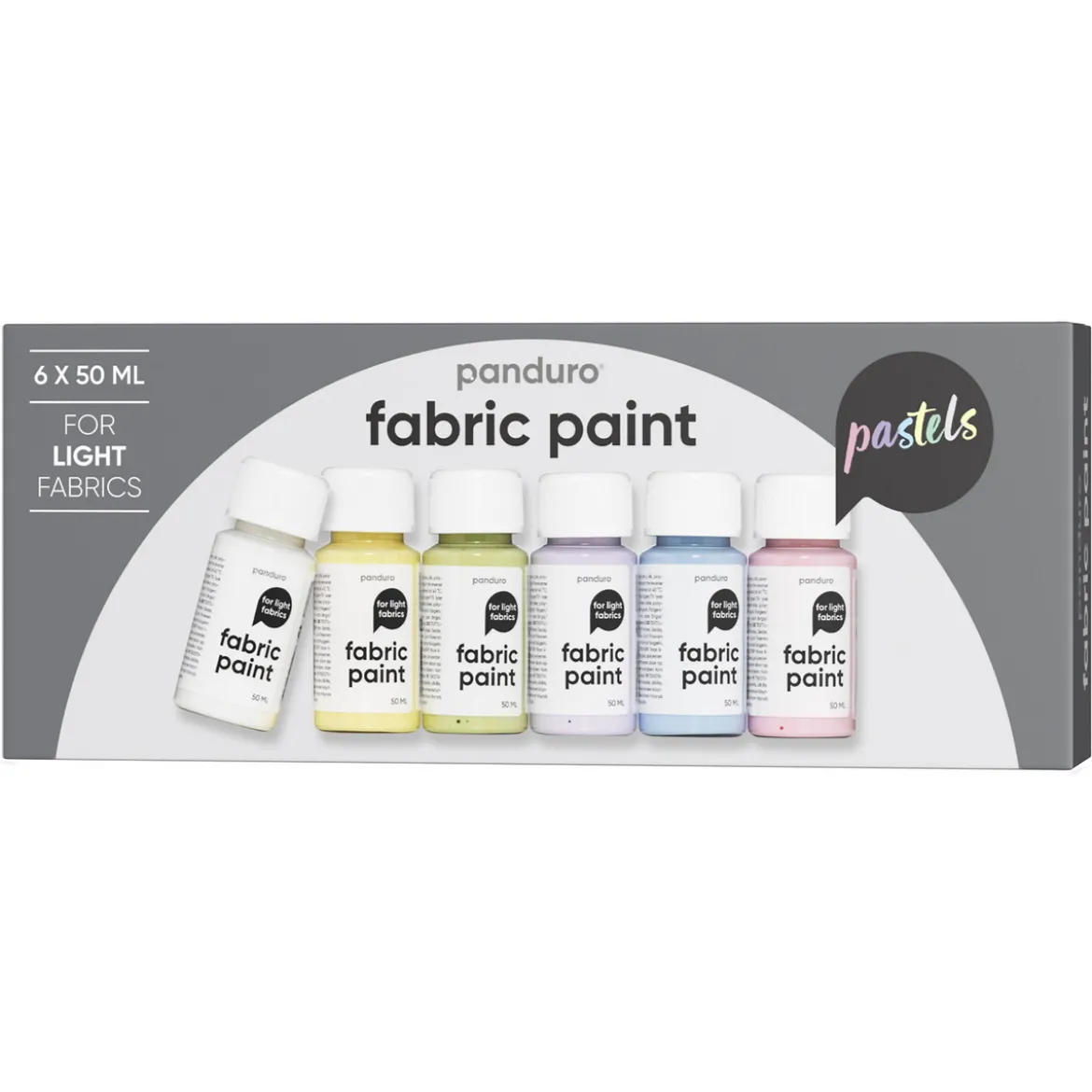 Fabric Paint set 6×50 ml, textilfärger i pastellfärger för ljust tyg