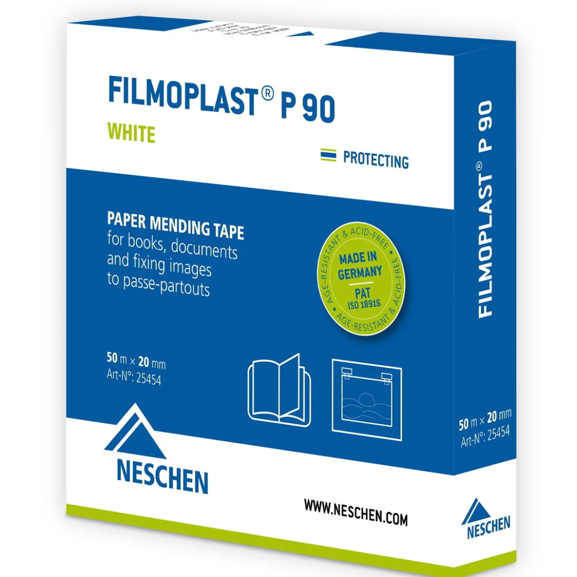 Filmoplast P90 syrafri vit papperstejp X-stark, 50 m, 20 mm bred