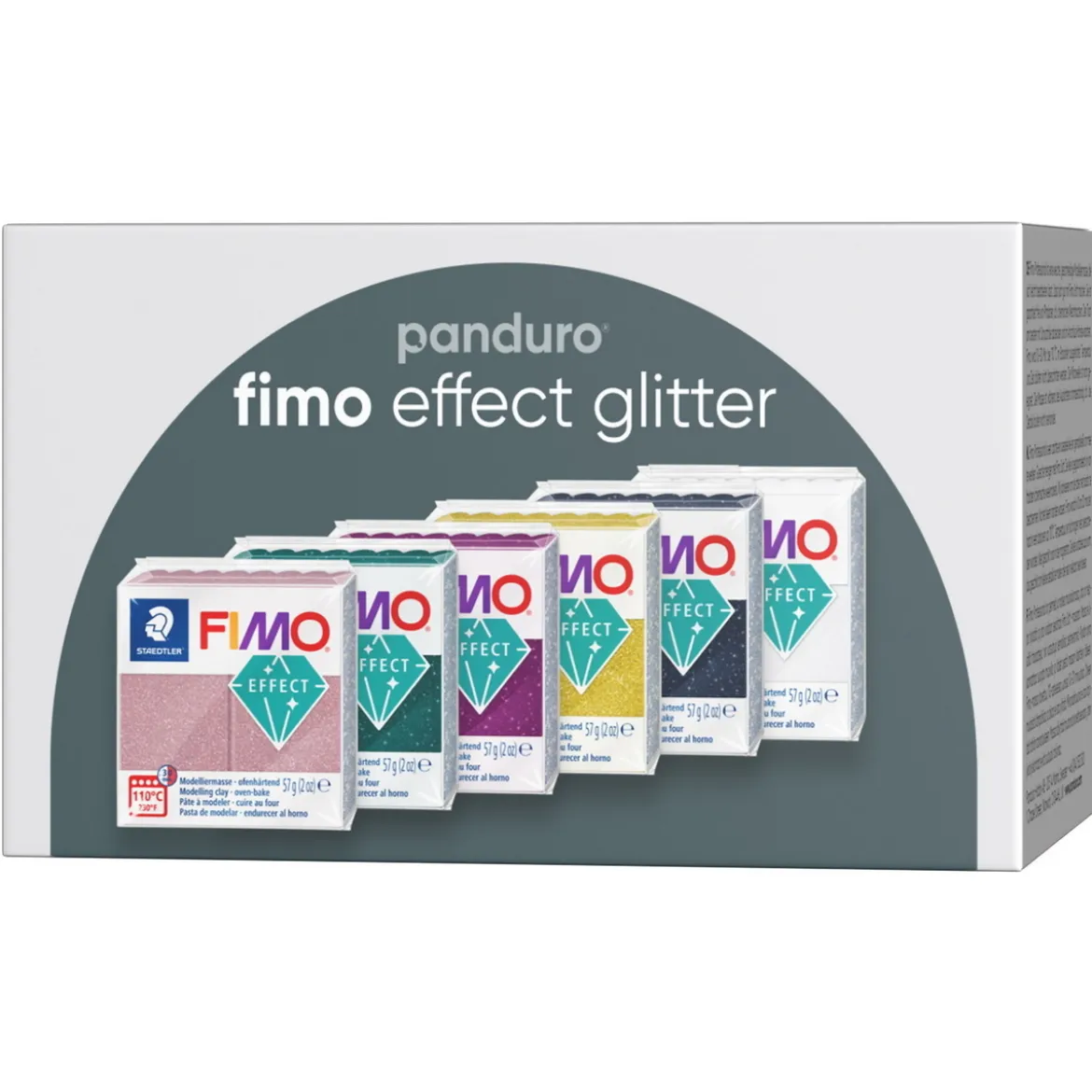 Fimo Effect Glitter 6×57 gram glittrande Fimo-lera