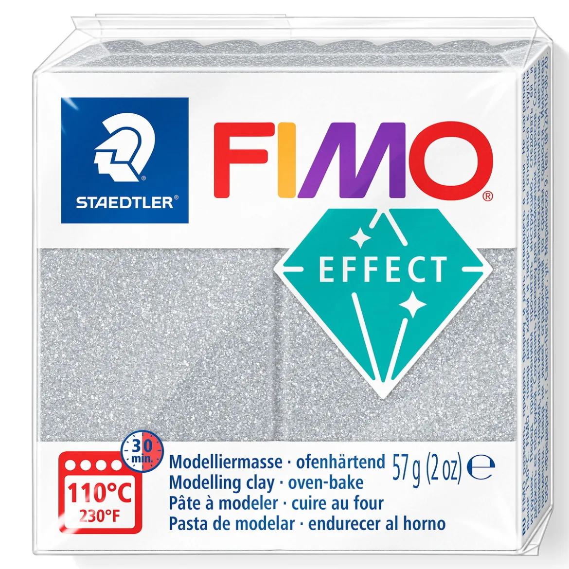 Fimo effect glitter modellera 57 g – silver 812