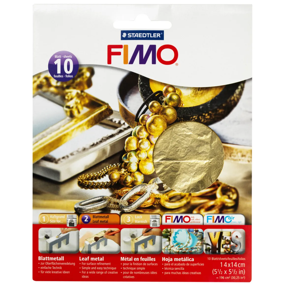 Fimo metallblad guld 10 ark