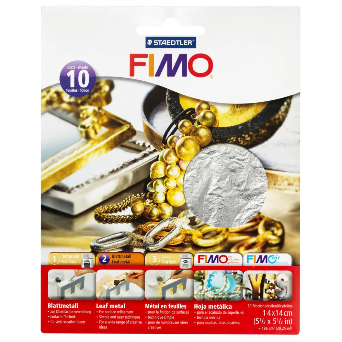 Fimo metallblad silver 10 ark